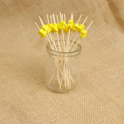 
Disposable bamboo flower stick 12cm cocktail decorative stick dessert stick 