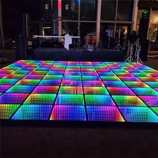 2021 New Wireless Rgb Night Club Portable White Infinity Led Mirror Dance Floor For Rental Events