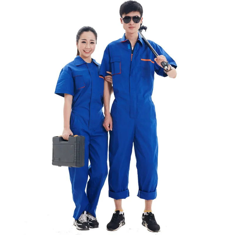 cotton outfits working suit tenue de travail short sleeves mechanic coveralls