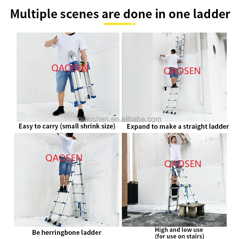 Blue 5.0M Double Telescopic Ladder 2.5m A Frame  Ladders