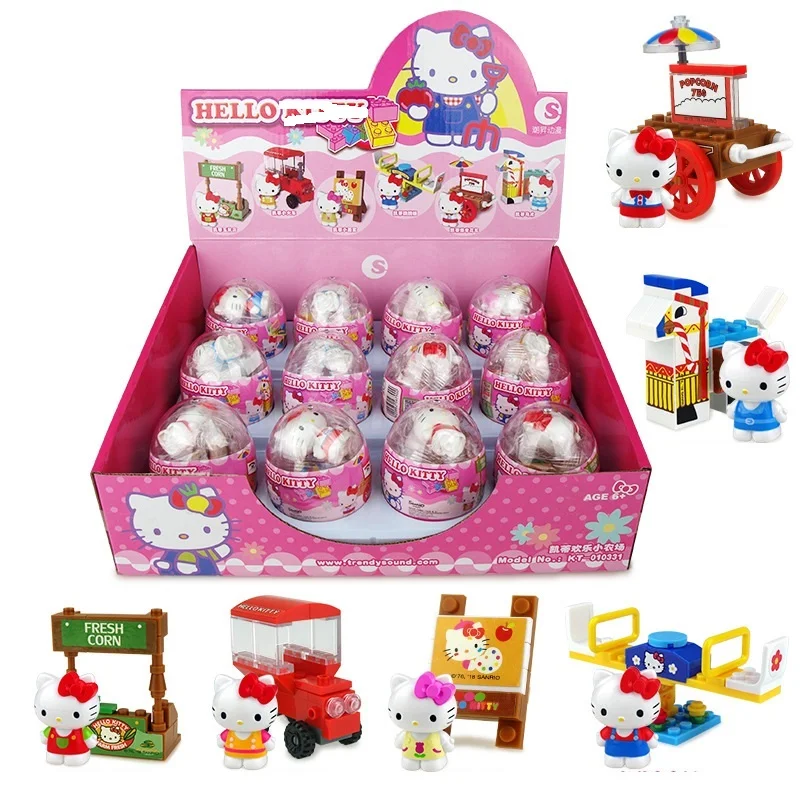 Creative New Cartoon Hello KT Kids Twisted Egg Plastic Capsule Ball Toys Children Puzzle Block Toys For Vending Capsule Toys