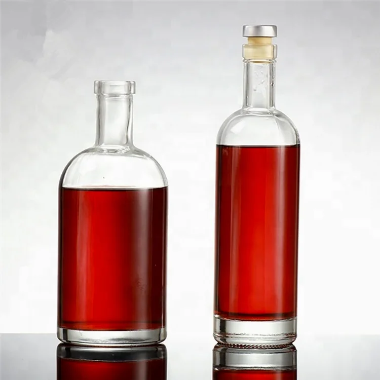 Family Size High Flint Round Vodka Glass Bottle with Gold Polymer Cork for Alcohol Drinks Glass Wine Can Bottle in Stock