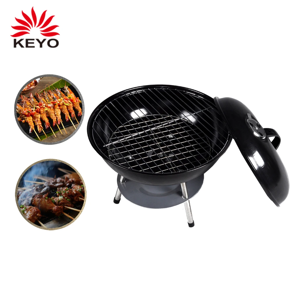 Camping Mini Round Charcoal Barbecue Bbq Grill Portable Charcoal Barbeque Kettle Tabletop Grills