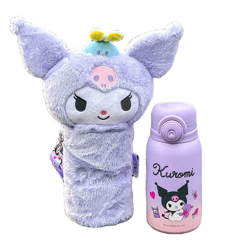 600ML Plush Doll 316Stainless Steel Water Cup Anime Kawaii Student Office Cartoon Kuromi Portable Insulated Water Cup With Straw