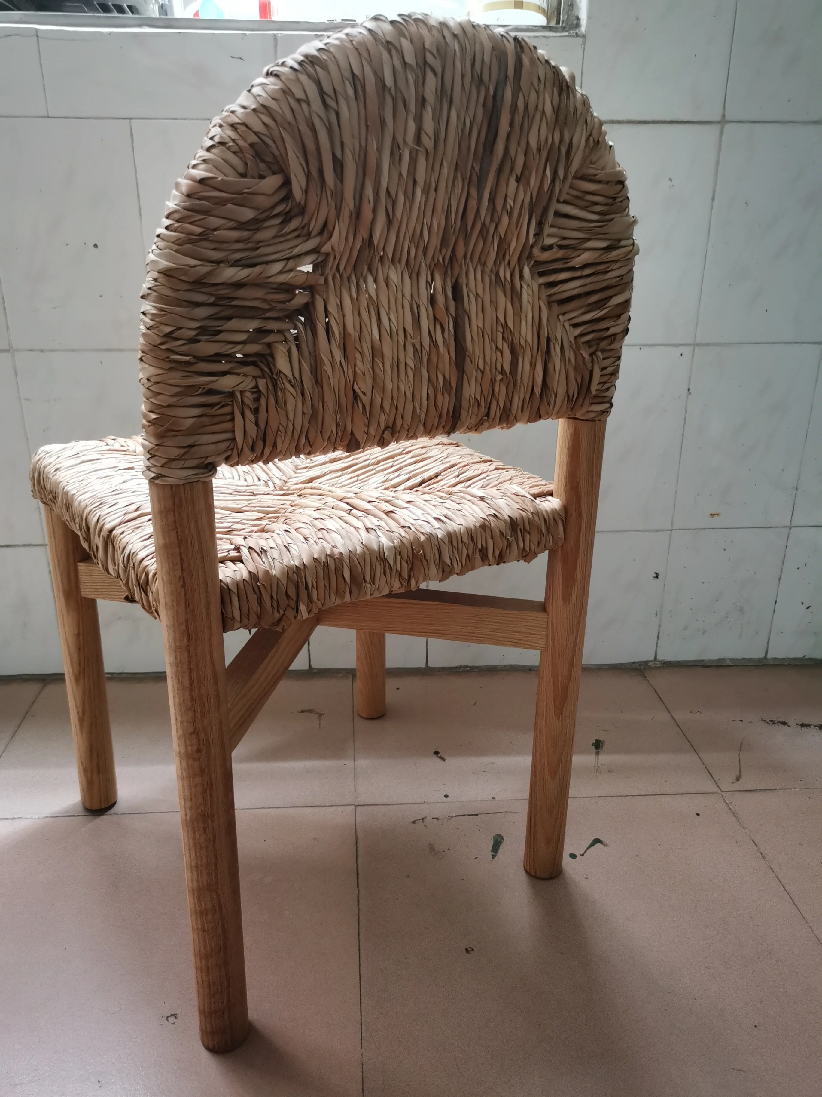 Modern Dining Room Solid Natural Sea Grass Rope Woven Chair Customized Teak Wood OAK Seagrass Rattan Dining Chair
