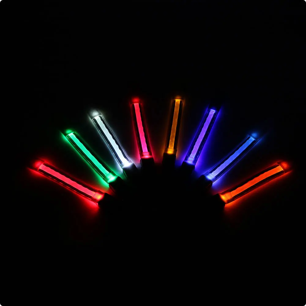 Amazon USB Adjustable rechargeable LED arm band scooter bike safety light up arm belts Running concerts Led colorful armband