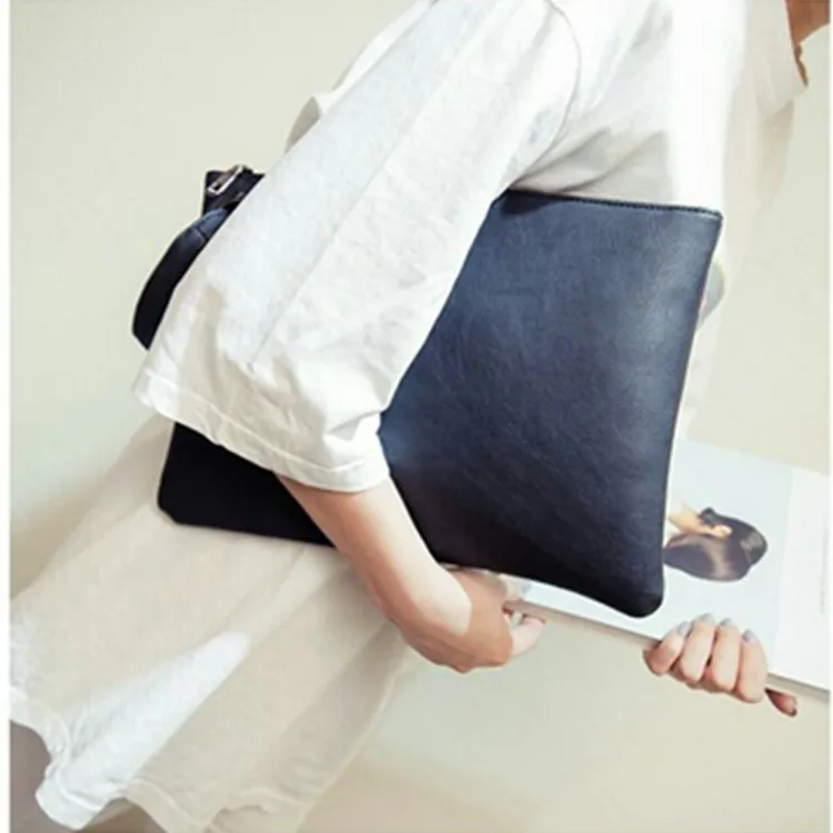 New Style Large Capacity Leather Envelope Bag Solid Color Women Handbag Fashion Ladies Oversized Wristlet Clutch Bag
