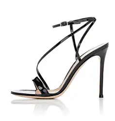 Сандалии женские на высоком каблуке, Босоножки с открытым носком, черные