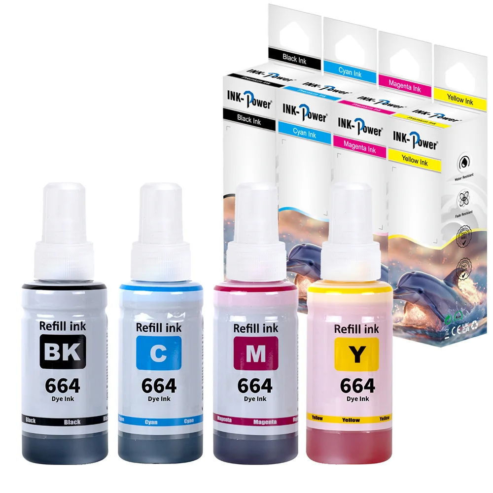 INK-POWER 664 T664 T6641 Premium Compatible Bottle Refill Tintas Ink for Epson L380 L220 L130 L3060 L3110 L120 L565 L555 Printer