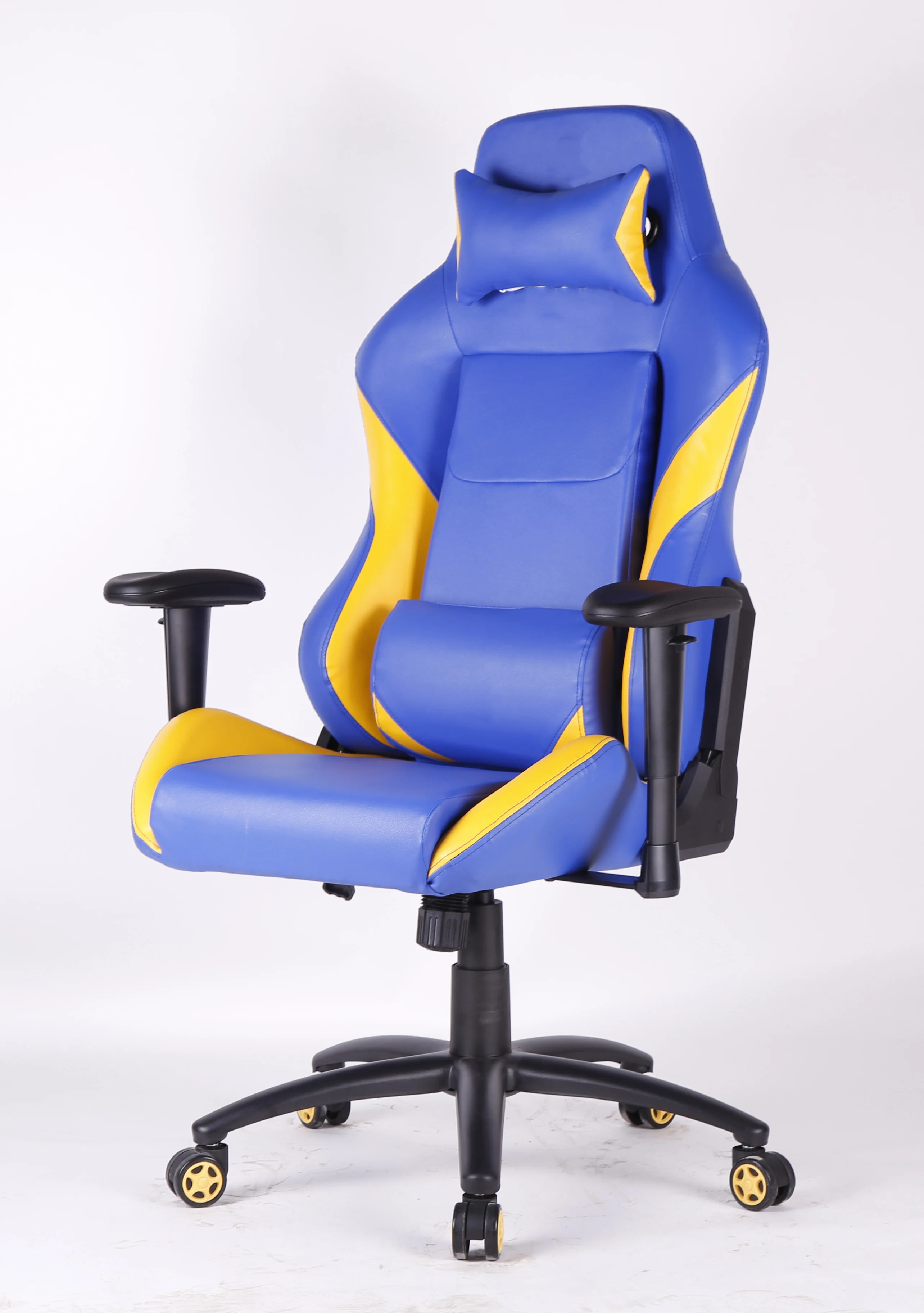 
Blue Yellow Thick Pc Computer Racing Gaming Chair With Adjustable Armrest pc gaming racing chair blue esport gaming 