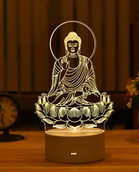 Factory direct sale Buddha 3D night light 3D optical illusion LED light commercial gift light