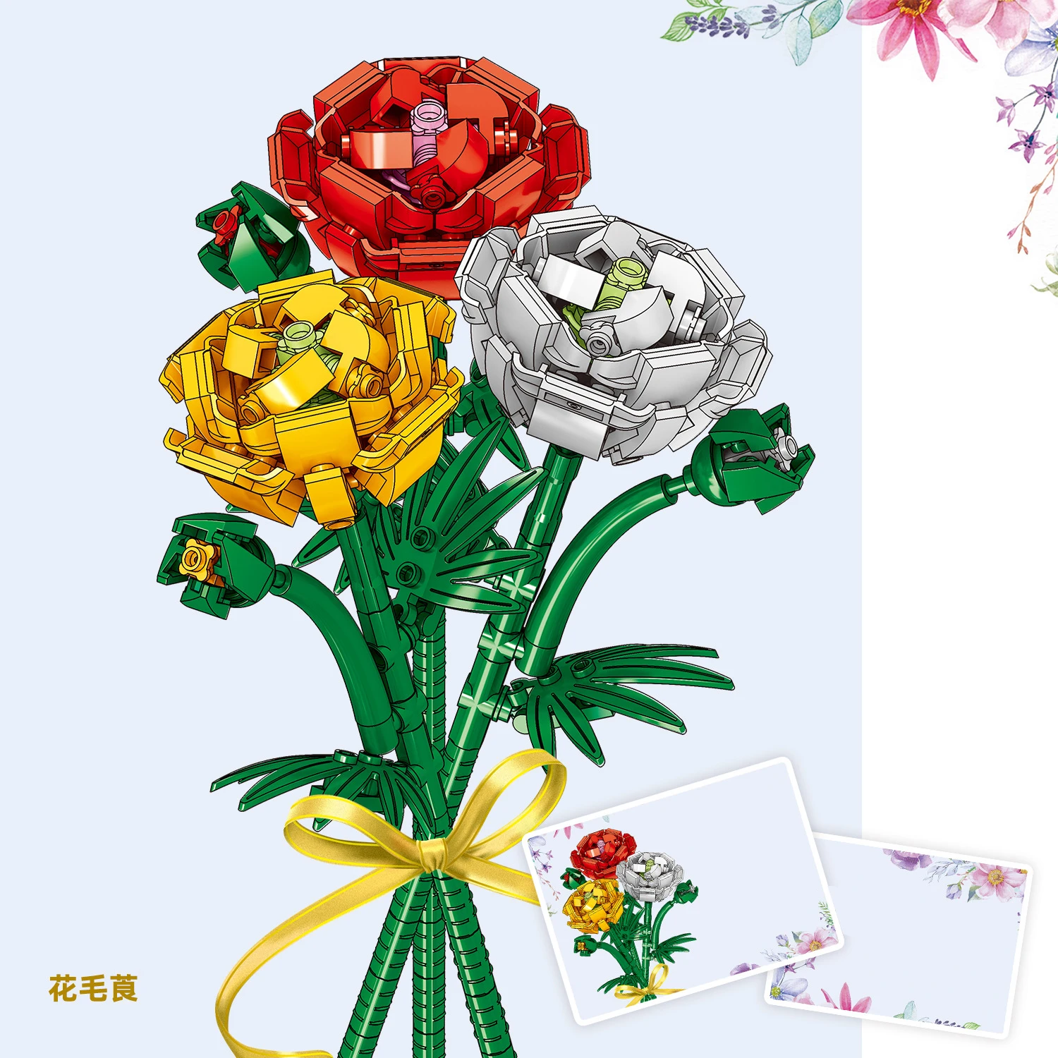 Romantic Flowers Building Block Puzzle Toys for Valentines Day Gifts Decoration Creative DIY Handmade Eternal Flower Jigsaw Game