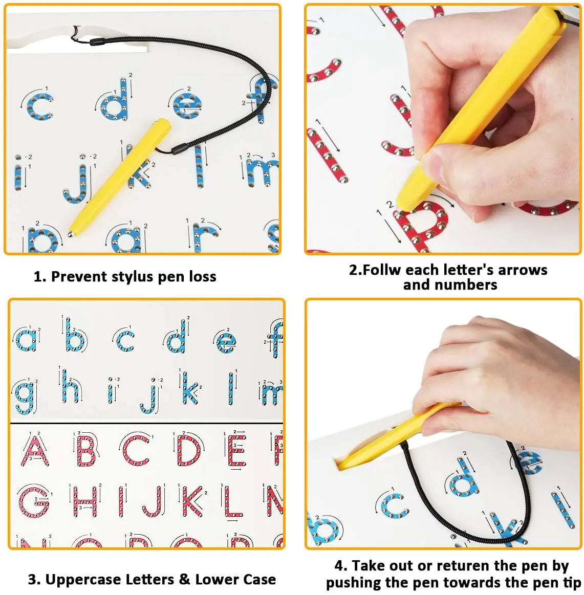 Double Sided Magnetic Letter Board - 2 in 1 Alphabet Magnets Tracing Board for Toddlers ABC Letters Uppercase & Lowercase