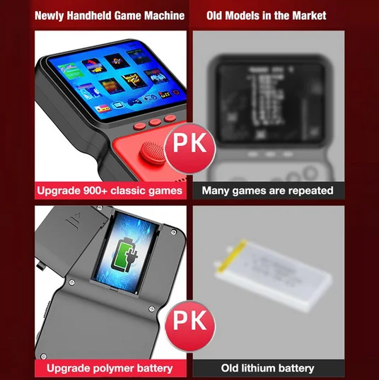 Портативный 3 дюймов Мини игровая консоль портативная sup m3 встроенный 900 + футболки с принтами на тему классических игр перезаряжаемая