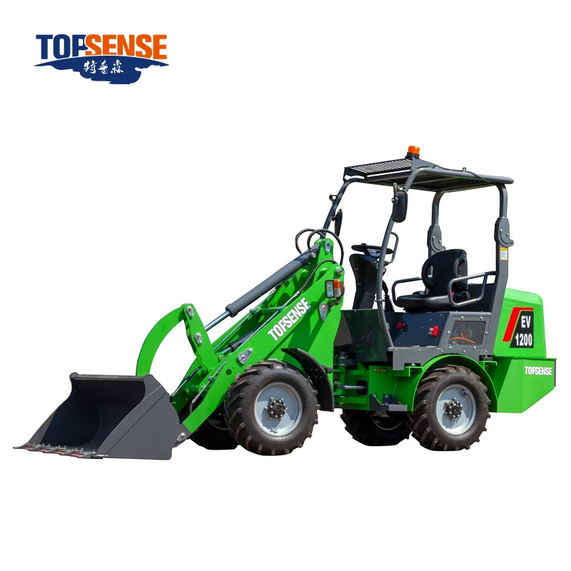 China Topsense compact electric front end battery 1ton farm wheel loader CE mini electric wheel loader