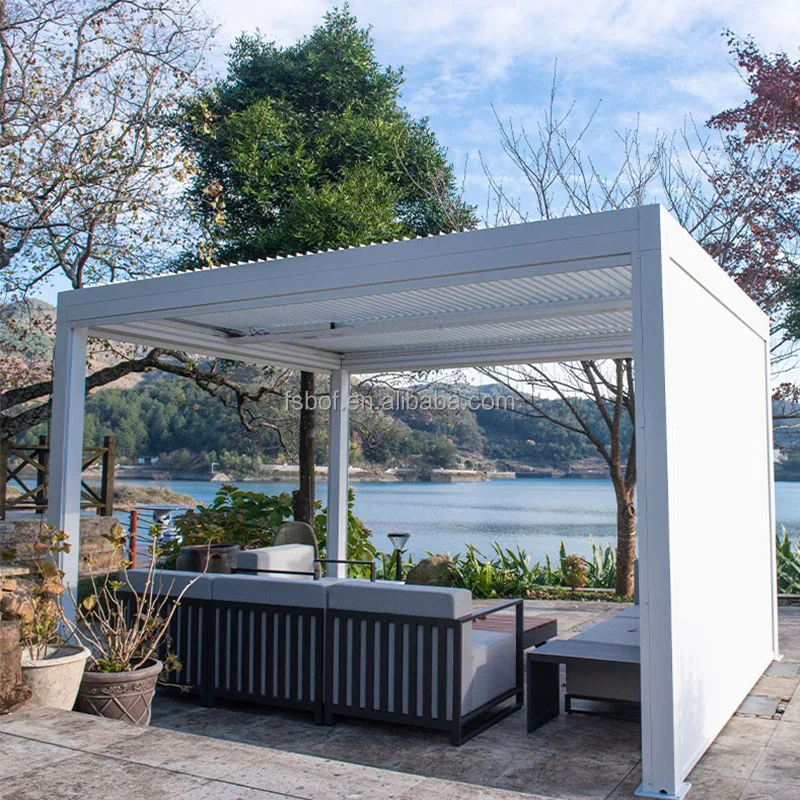 New Model Heavy Duty Customize Waterproof Shutter Aluminium Pergola Garden Space Outdoor 3x4 White Louvered Gazebo Pavilion