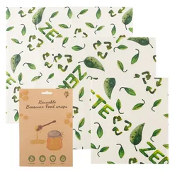 Reusable Beeswax Food Storage Wraps Zero Waste Cling Sandwichs Wrappers Sustainable Bowl Cover Eco Friendly Bees Wax Food Wraps