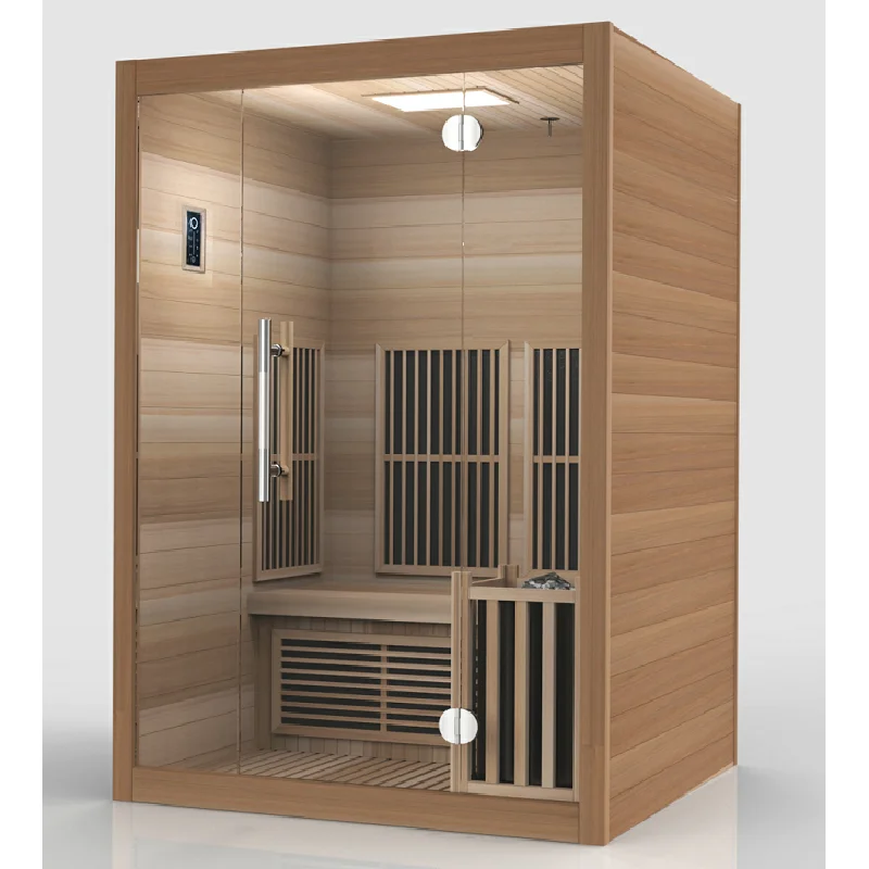 Saunaking  Infrared panel & Harvia Electric heater hemlock indoor sauna room wooden sauna