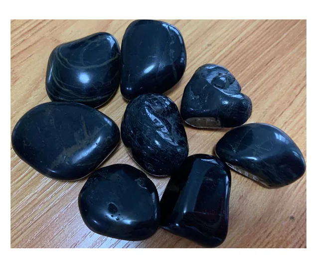 home decoration fine quality high  polish black rive stone pebbles garden park decorations