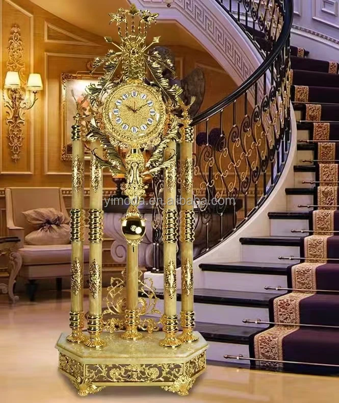 Королевские классические античные украшения в стиле барокко напольные медные часы для дома