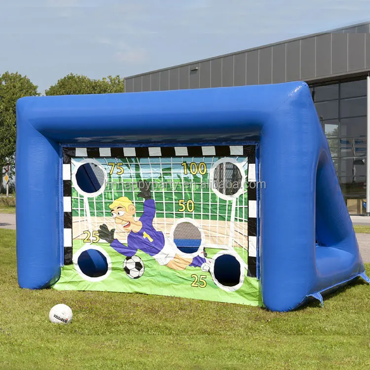 Cheap price sport game soccer goal blue inflatable football goal