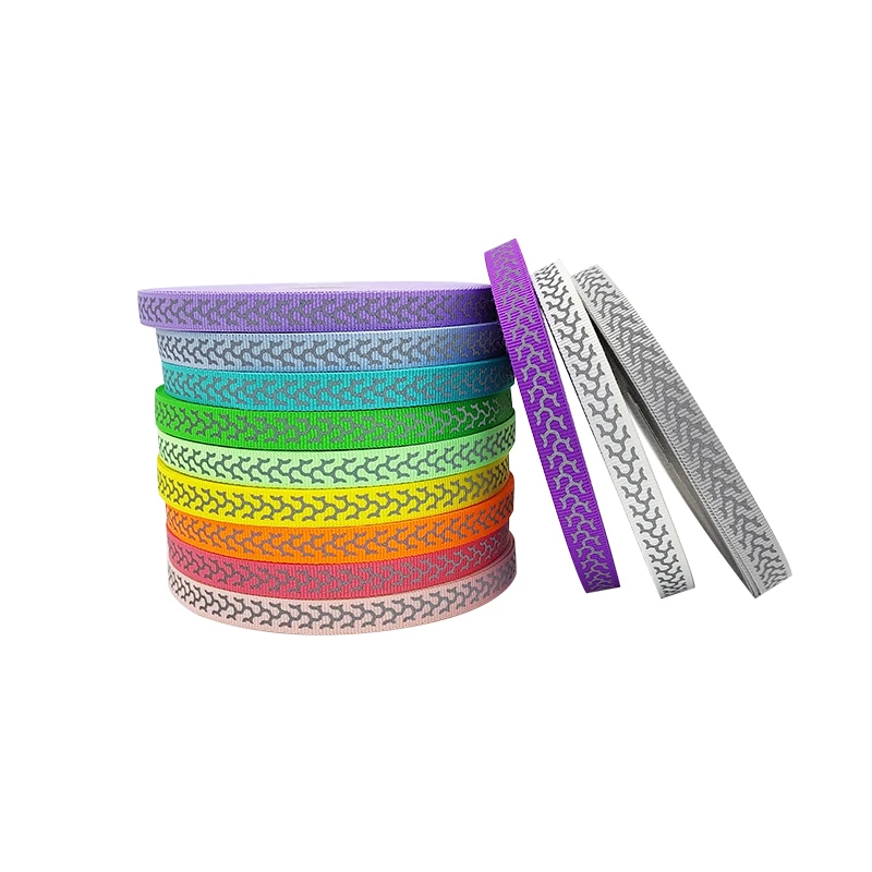 Polyester Custom Printed Reflective Nylon Webbing Tape Custom Reflective Webbing For Dog Collar Dog Leash
