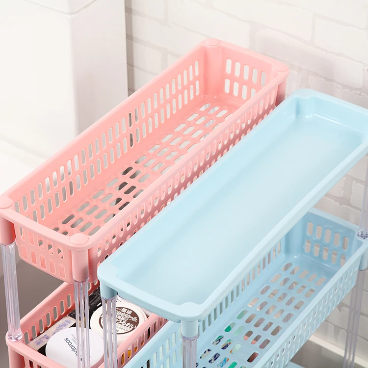 
kitchen bathroom movable plastic storage racks 4-tier corner shelf with wheels 