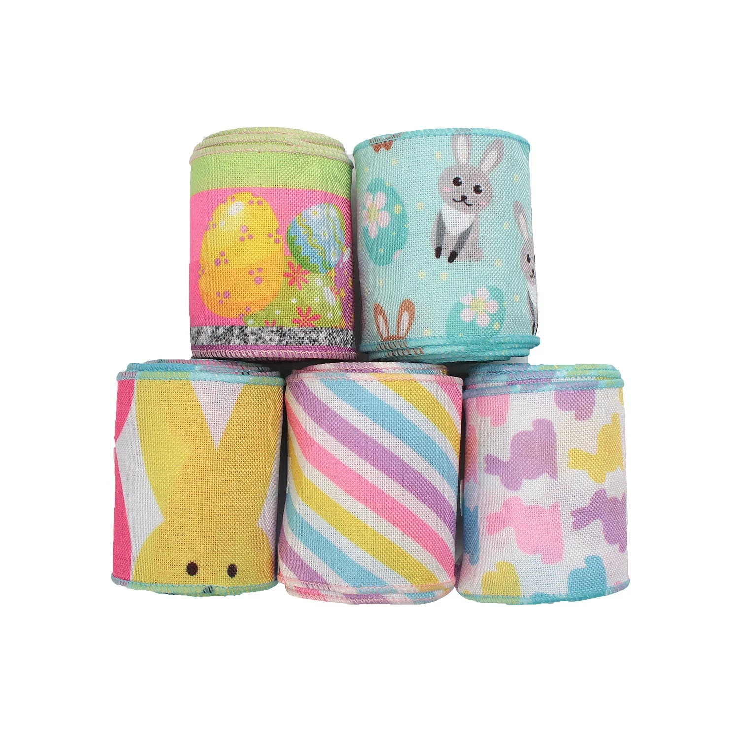 
Huihuang Factory Wholesale Custom Easter Day Pattern Printed Holiday Wired Ribbon 