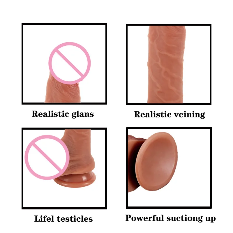 Double-Layered Brown Soft Liquid Silicone Dildos New Adult Sex Toys for Male and Female Simulated Utensils