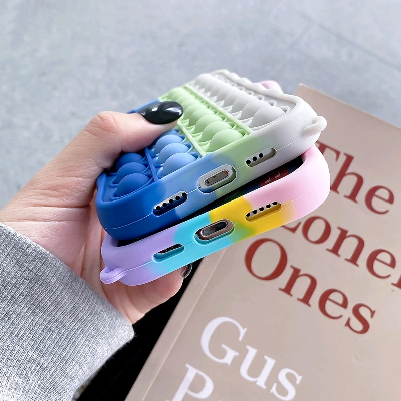 New Arrival Phone Cases Fidget Toy Relieve Stress Game Silicone Toy Push Bubble Fidget Sensory Toy Silicone Phone Case