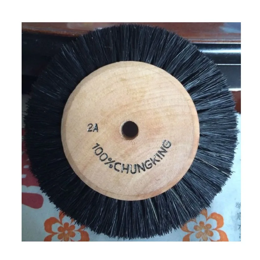 Natural Black Bristles Wood Hub Wheel Brushes Polishing Brush 2A Type Jewellery Tools