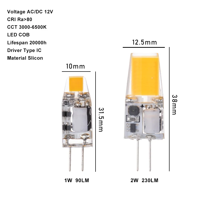 Popular in Europe Landscape Chandelier Lighting  AC/DC 12V  1.5W 2.5W 2.6W 3.5W Halogen Equivalent Bi-Pin Base G4 Small Led Bulb