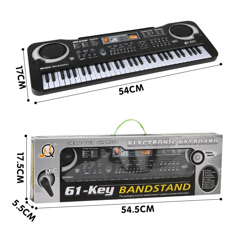wholesale 61-key multifunctional rechargeable piano keyboard toys musical instrument kids pianos gifts with Microphone