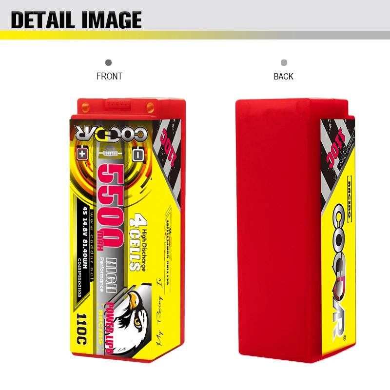CODDAR 4S 5500MAH 14.8V 110C 220C 5mm Bullet Hard Case RC LiPo Battery 1/10 1/8 Scale RC Car Boat Truggy