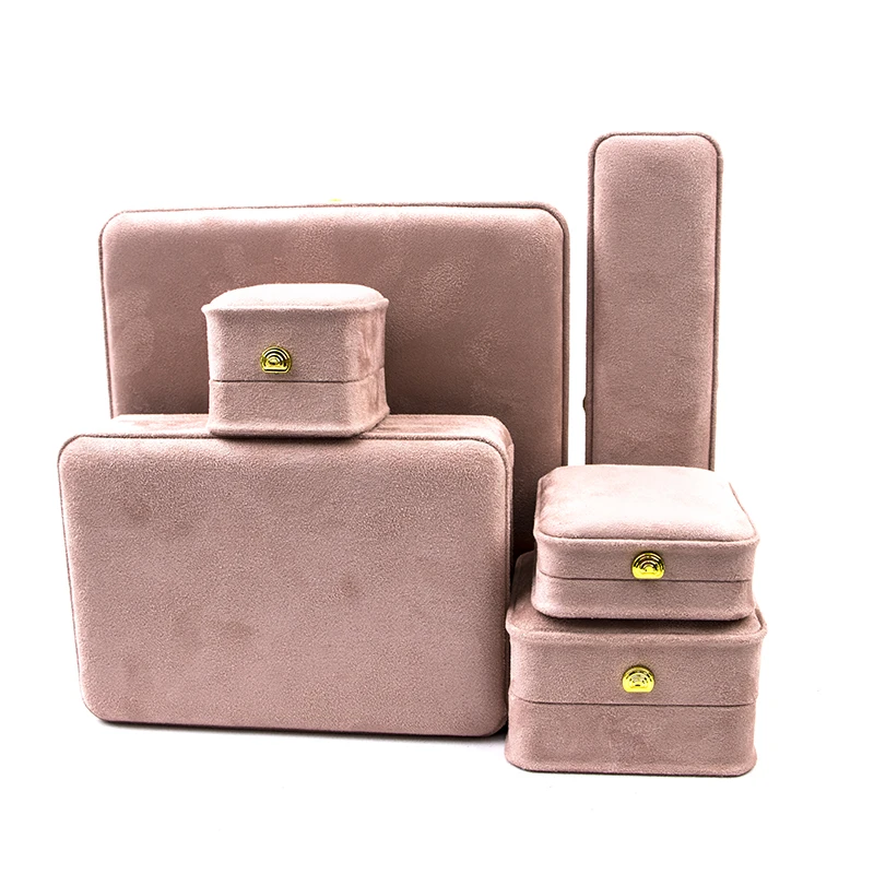 Customized Suede Velvet Jewelry Box  Ring Earring Bracelet Necklace Box Jewelry Packaging Box with Logo