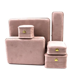 Customized Suede Velvet Jewelry Box  Ring Earring Bracelet Necklace Box Jewelry Packaging Box with Logo