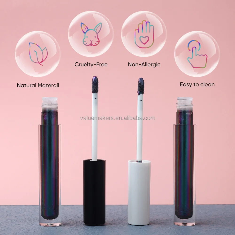 Private label Duochrom chameleon mermaid blue lip gloss shimmer diamond shine colors changing lip gloss & eyeshadow for party