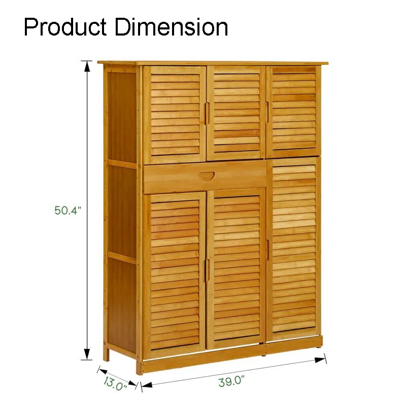 8-Tier Bamboo Shoe Rack Cabinet Large Capacity Shoe Storage Organizer with 1 Drawer for Entryway Living Room