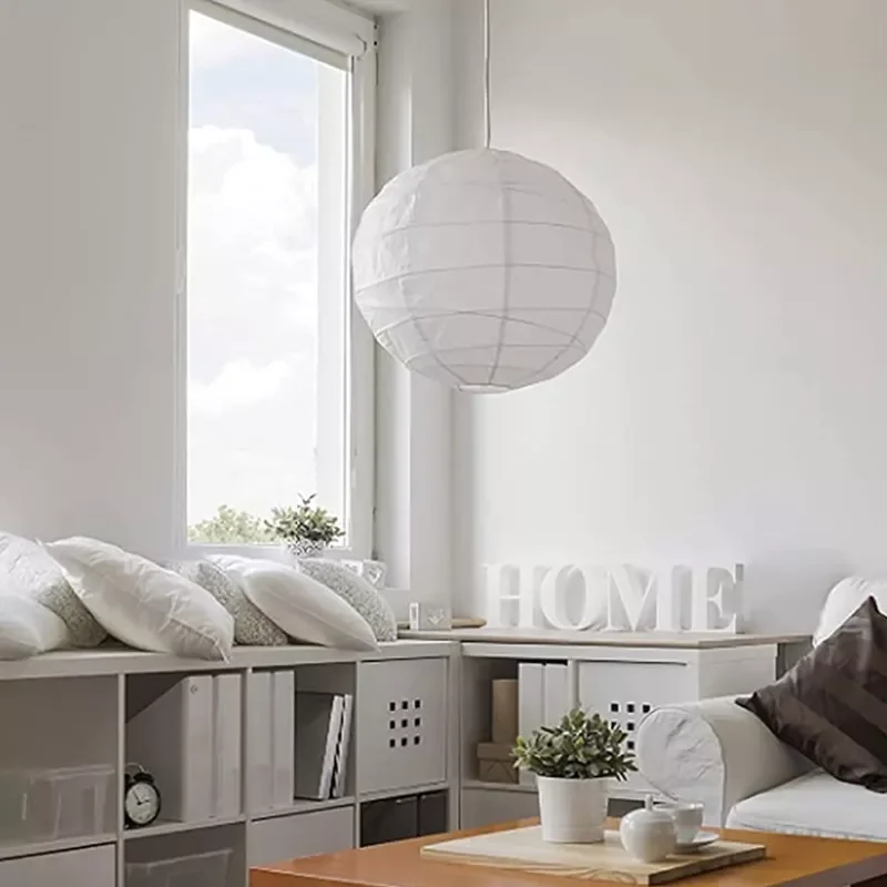 RUI YI 18 inch White Round Paper lantern Lamps Paper Lamp Shade Chinese Lantern Hanging Rice Paper Lampshade for Weddings lanter