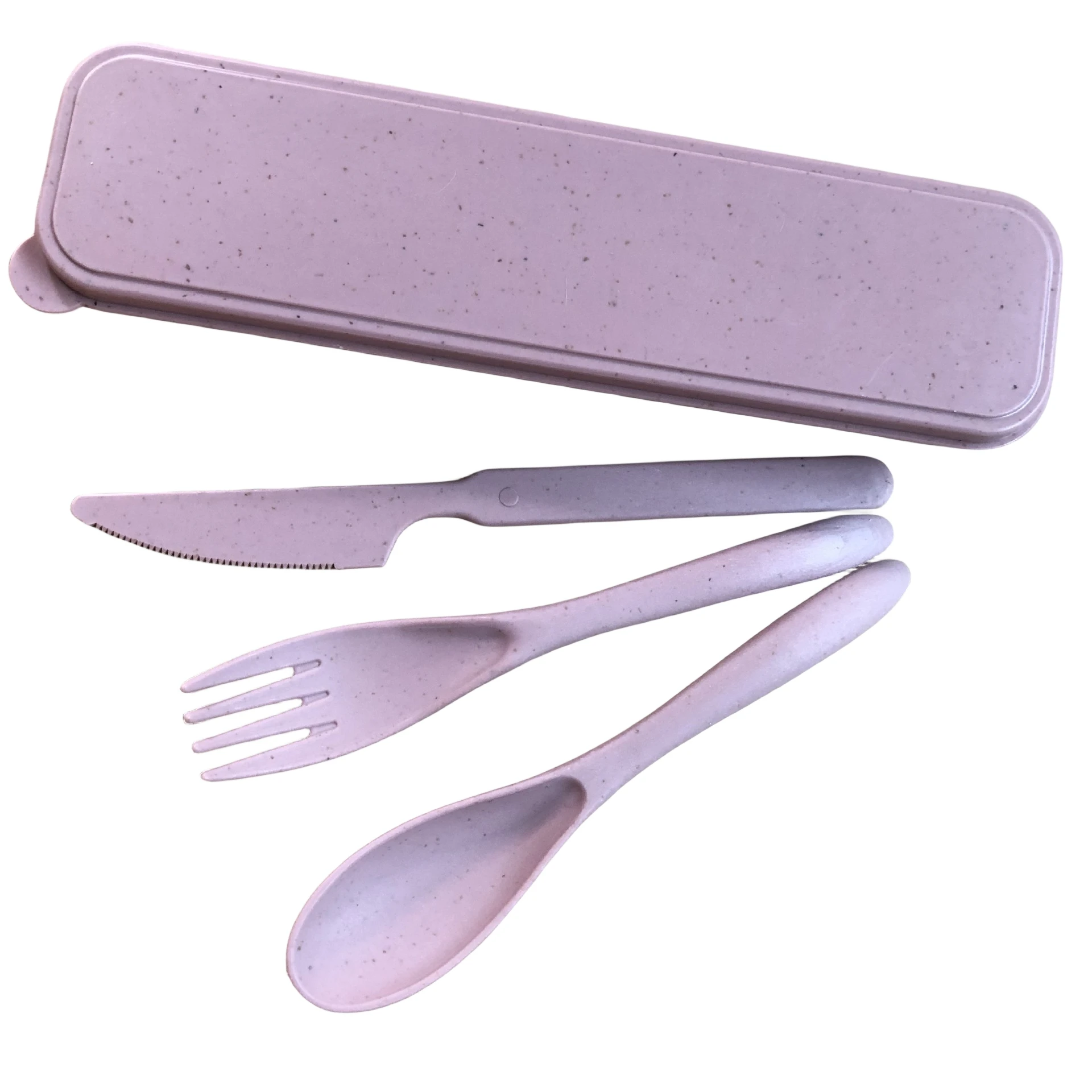 Оптовая продажа многоразовая Пшеничная солома переносные вилочные ложки для ножей посуда экологически чистые столовые приборы набор дорожных принадлежностей с футляром