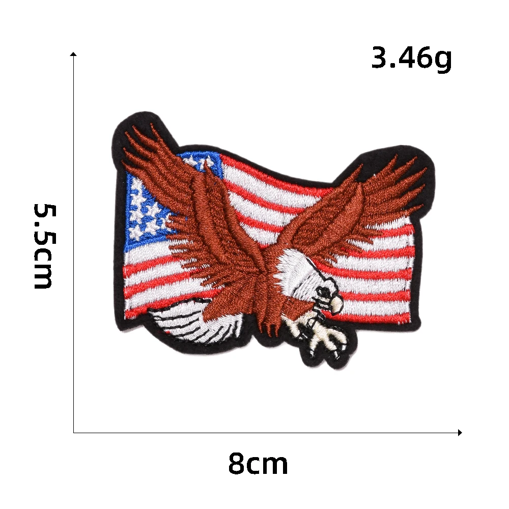 hot sale USA Independence Day theme flag heart paw iron on embroidered patches for clothes