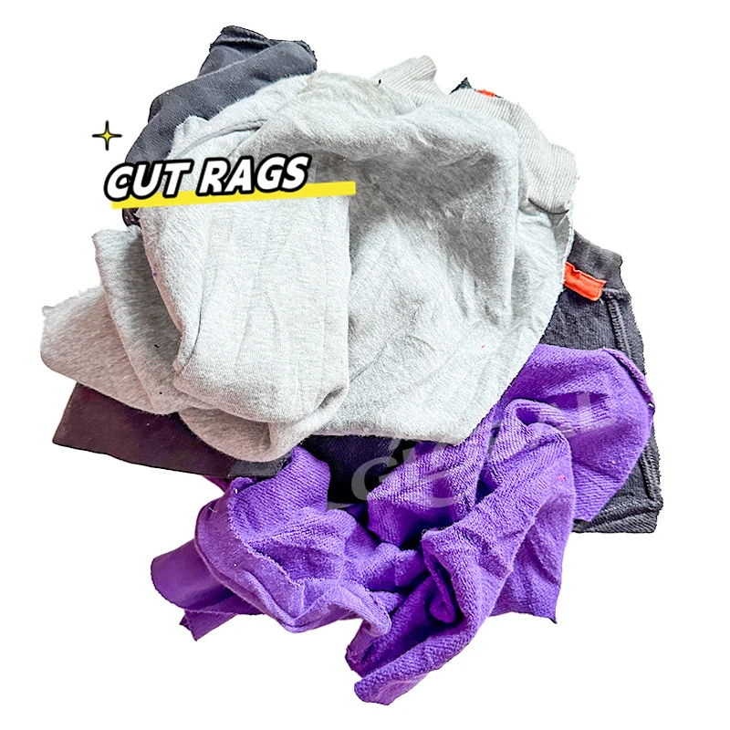 Recycled high quality Color Fleece Sweatshirt Rags export color mixed cotton scrap fabric waste rags
