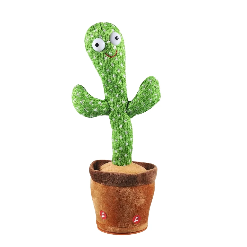 Dancing Cactus Repeat Talking Toy Song Speaker Wriggle Dancing Sing Talk Plushie Stuffed Toys for Baby Adult Toys