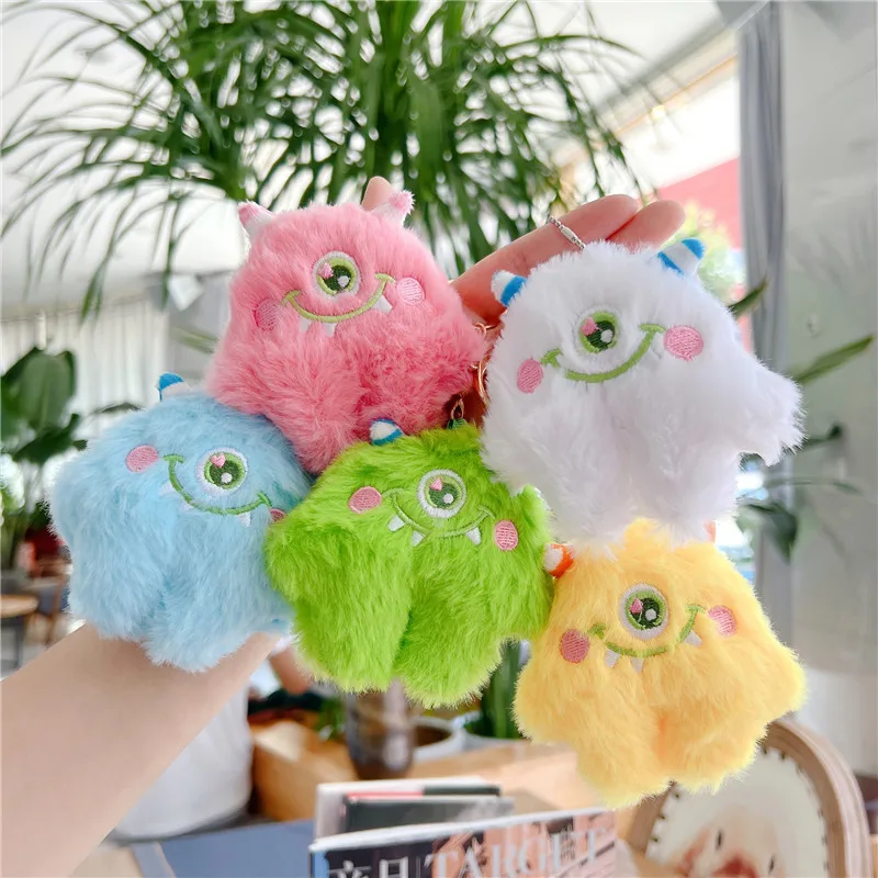 Cartoon cute little monster girl plush keychains toys pendant bag charms pendant kawaii plush doll stuffed animals wholesale