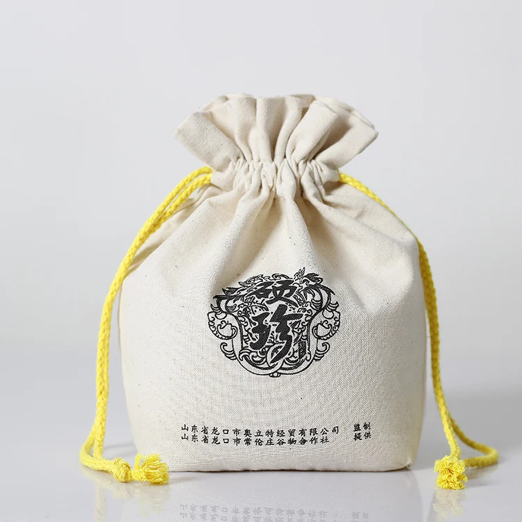 Wholesale Custom Cotton Dust bag For Handbag Printed Shoes Shopping Cotton Dust Drawstring Bag