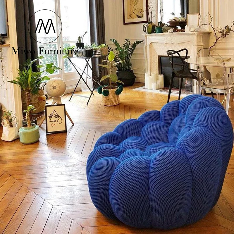 Living room Accent chair Home Furniture Children Lazy Child chair Custom green grey purple bubble linen velvet fabric armchair