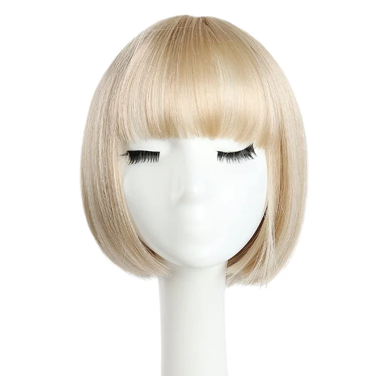 Machine Made Wigs Wholesale Price 150% Density Blonde Short Fiber Hair Silky Straight 10 inch bob wig for Sale Online