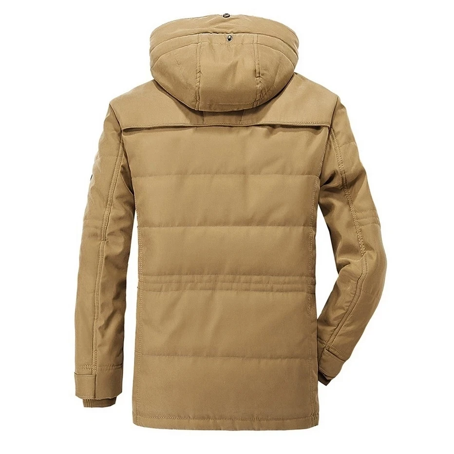 Mid-length Plus Velvet Thick Cotton-padded Jacket Winter Hooded Parka Hat Removable Coat Men Jaqueta Masculina Plus Size 6XL