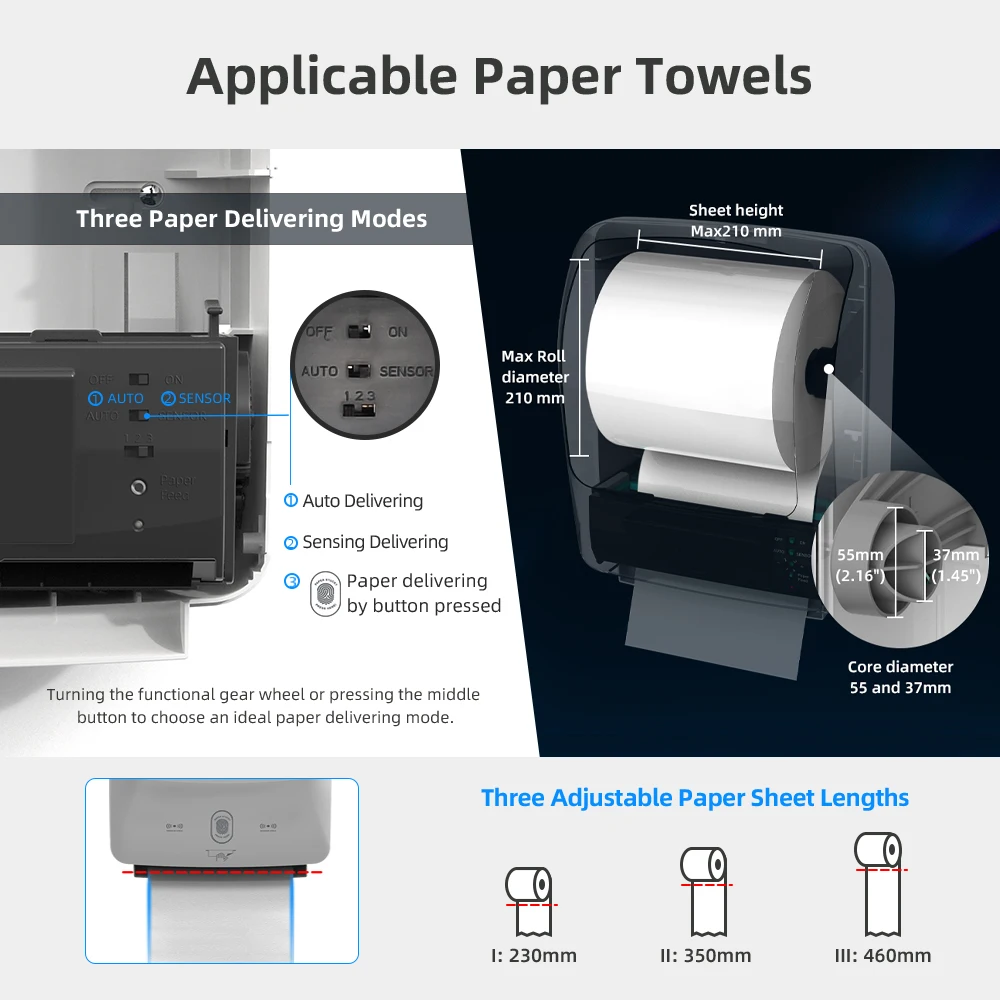 SVAVO Wall Mounted Automatic paper towel dispenser Batteries or Electrical Automatic Tissue Holder Box