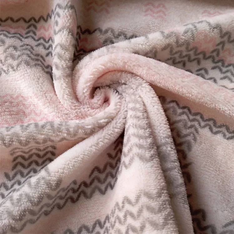 China hot sale high quality single sided flannel fleece stripe fabric with beautiful color